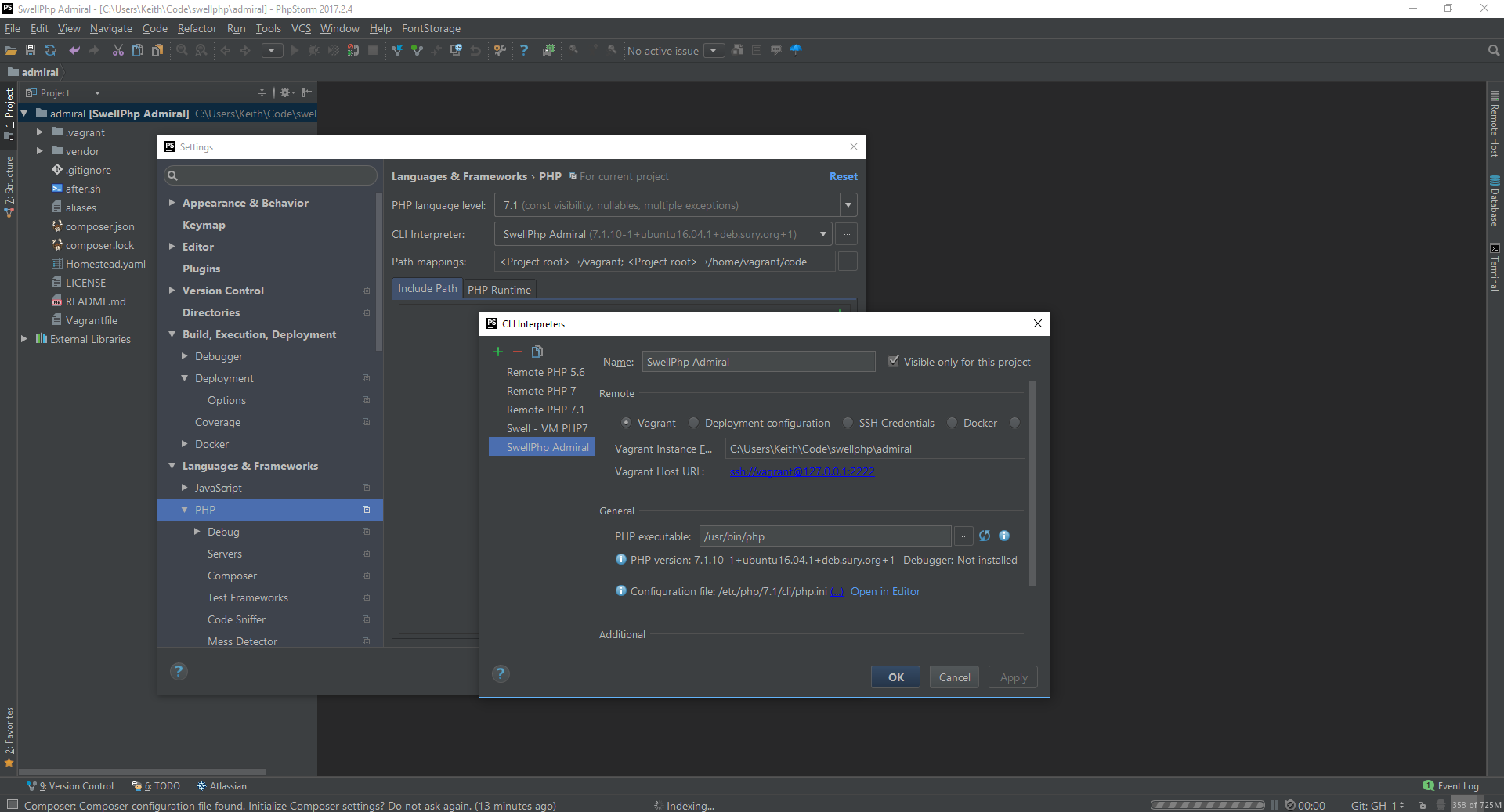 PHP Interpreter setting in PHPStorm